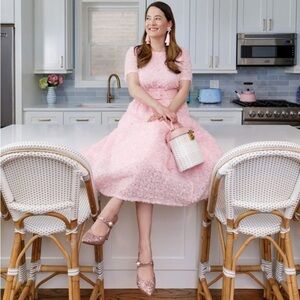 NWT Halogen x Atlantic-Pacific Pink Rosette Midi Dress M